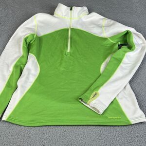Patagonia Capilene 4 Expedition Sweater Women M Green White Thumb Holes Polartec